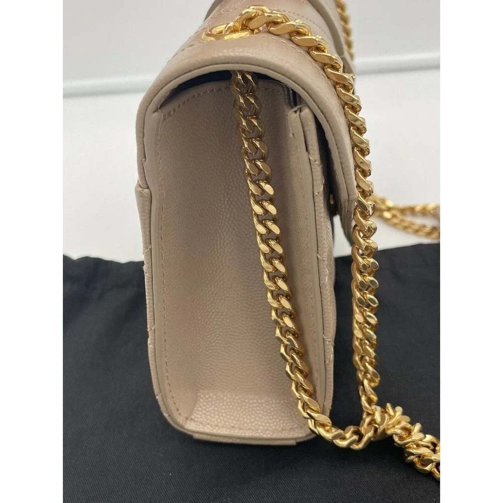 ❌SOLD❌Saint Laurent YSL Small Envelope Quilted Leather Crossbody Bag Purse Beige - Picture 7 of 12